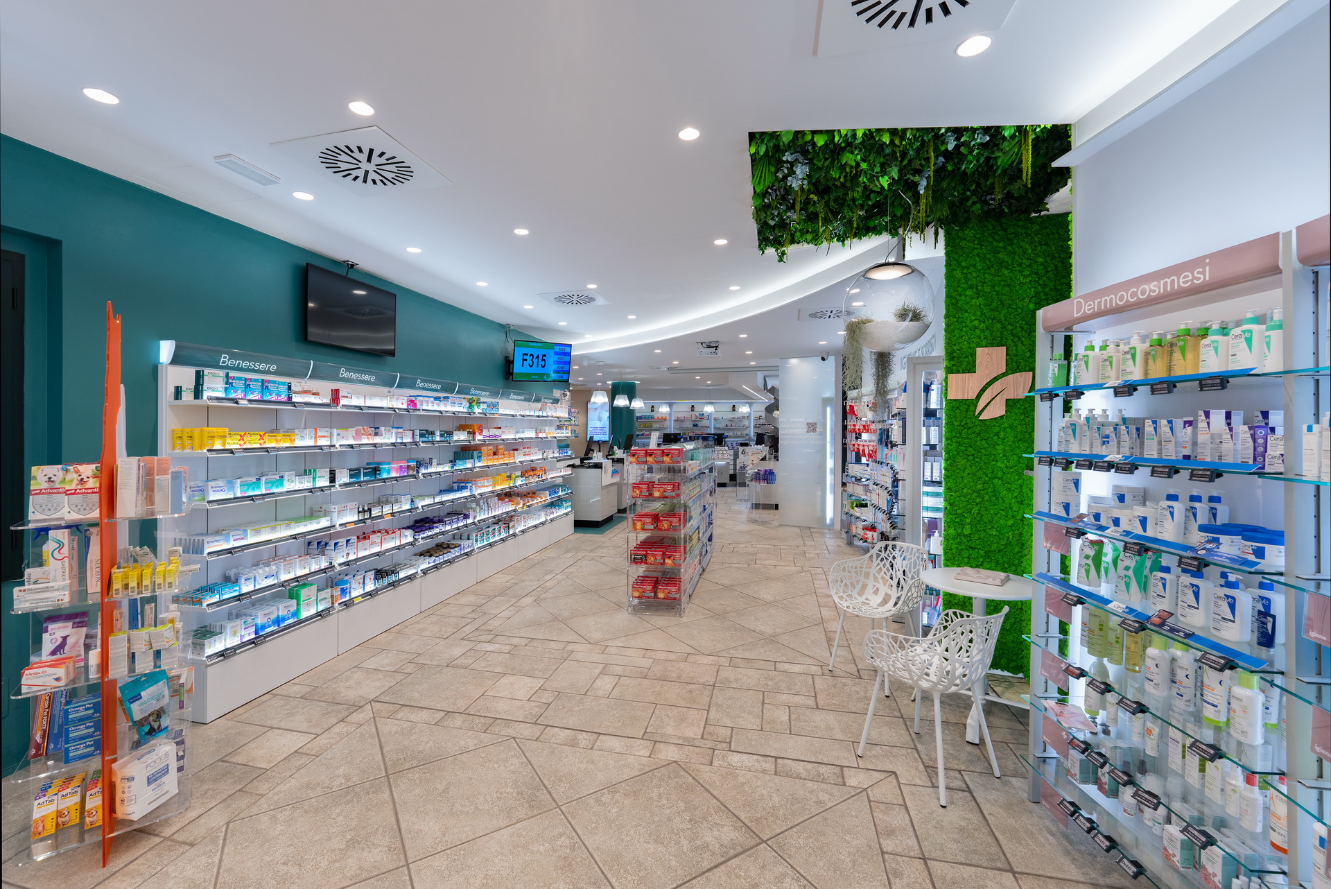Modern pharmacy interior planned for efficient patient and stock flow